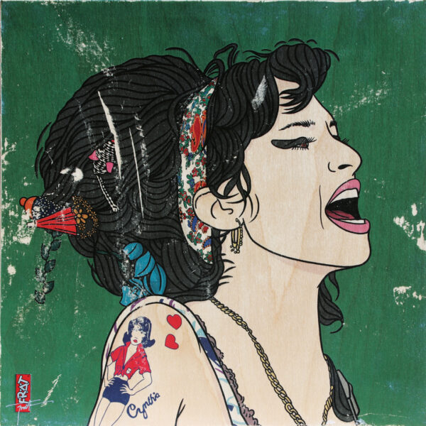 Amy Winehouse · Transferdruck auf Holz